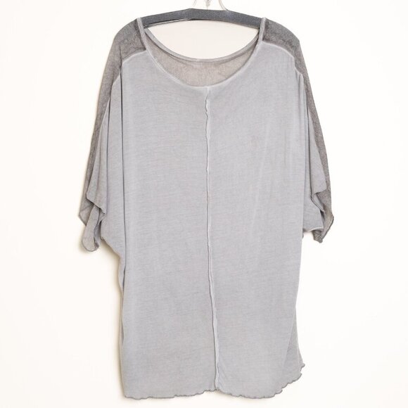 Umit Unal Acid Spray Top Oversized Blouse 100% Silk in Gray - Picture 6 of 16